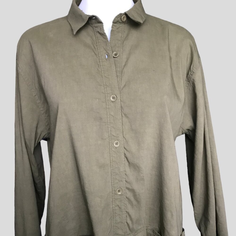 Eileen Fisher XS Dress Linen Button front Pockets High Low hem size XS - Picture 4 of 15